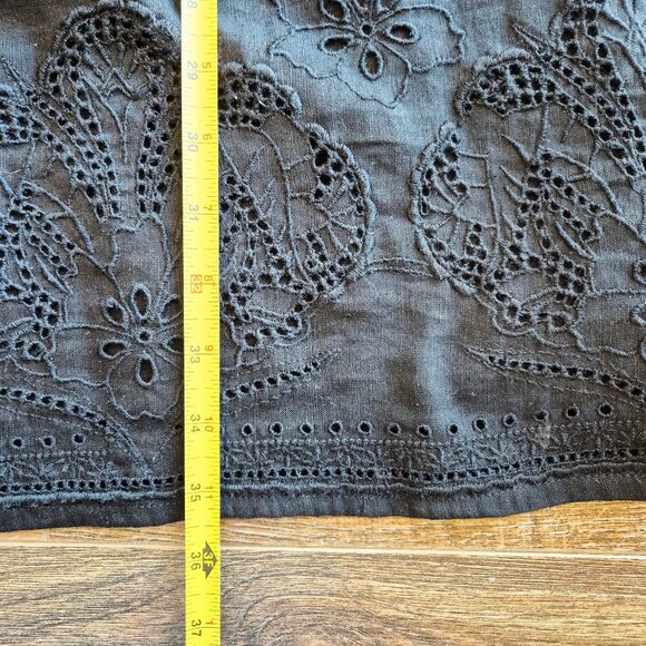 Tommy Bahama St.Lucia Black Linen-Blend Embroidered Applique V-Neck Mini Dress - Picture 16 of 16